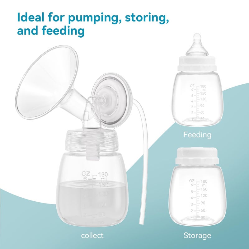 Gotocut Breast Milk Collection and Storage Bottles, 6oz/180ml, Compatible with Spectra S1 S2 9 Plus, Motif Luna, and Most Wide-Mouth Flanges, Work with Spectra Bottles for Pumping, 4 Pack - Image 3